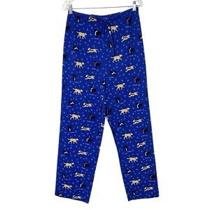 New LL Bean Large Tall Blue Dog Lounge Flannel Pajama Pants Women's Cotton Lab